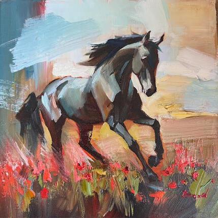 Peinture Twilight pasture par Bond Tetiana | Tableau Figuratif Huile