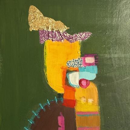 Peinture Un gentil guerrier par Lau Blou | Tableau Abstrait Acrylique, Carton, Collage, Feuille d'or, Pastel