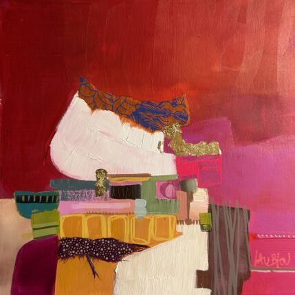 Peinture Fenetres des loges par Lau Blou | Tableau Abstrait Acrylique, Carton, Collage, Feuille d'or, Pastel