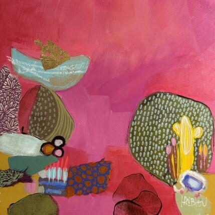 Peinture La barque échouée par Lau Blou | Tableau Abstrait Acrylique, Carton, Collage, Feuille d'or, Pastel