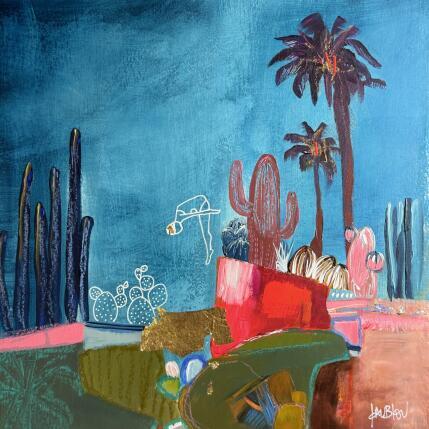 Peinture Oasis par Lau Blou | Tableau Abstrait Acrylique, Carton, Collage, Feuille d'or, Pastel