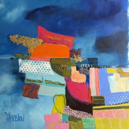 Peinture ST26-0104 par Lau Blou | Tableau Abstrait Acrylique, Carton, Collage, Feuille d'or, Pastel