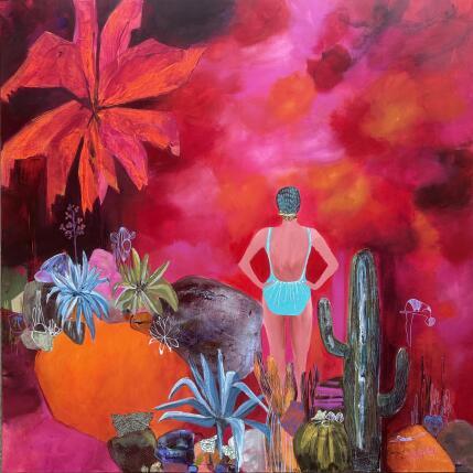 Peinture Clara rêve par Lau Blou | Tableau Abstrait Acrylique, Carton, Collage, Feuille d'or, Pastel