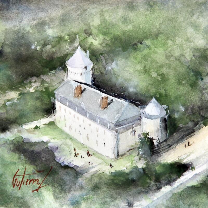Gemälde Tours - le château von Gutierrez | Gemälde Impressionismus Urban Aquarell