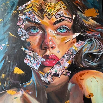 Painting Wonder Woman by Caizergues Noël | Painting Pop-art Acrylic, Gluing Pop icons