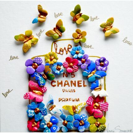 Gemälde chanel n 5 plus qu un  parfum von Schroeder Virginie | Gemälde Pop-Art Acryl Pop-Ikonen