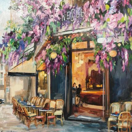 Painting Café Nesle by Novokhatska Olga | Painting Figurative Acrylic, Oil Urban