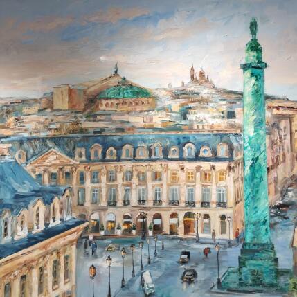 Painting Place Vendôme by Novokhatska Olga | Painting Figurative Acrylic, Oil Urban