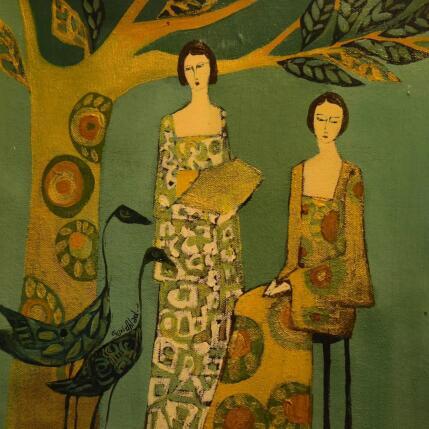 Gemälde The lady who waits von Sundblad Silvina | Gemälde Figurativ Acryl, Pastell Pop-Ikonen