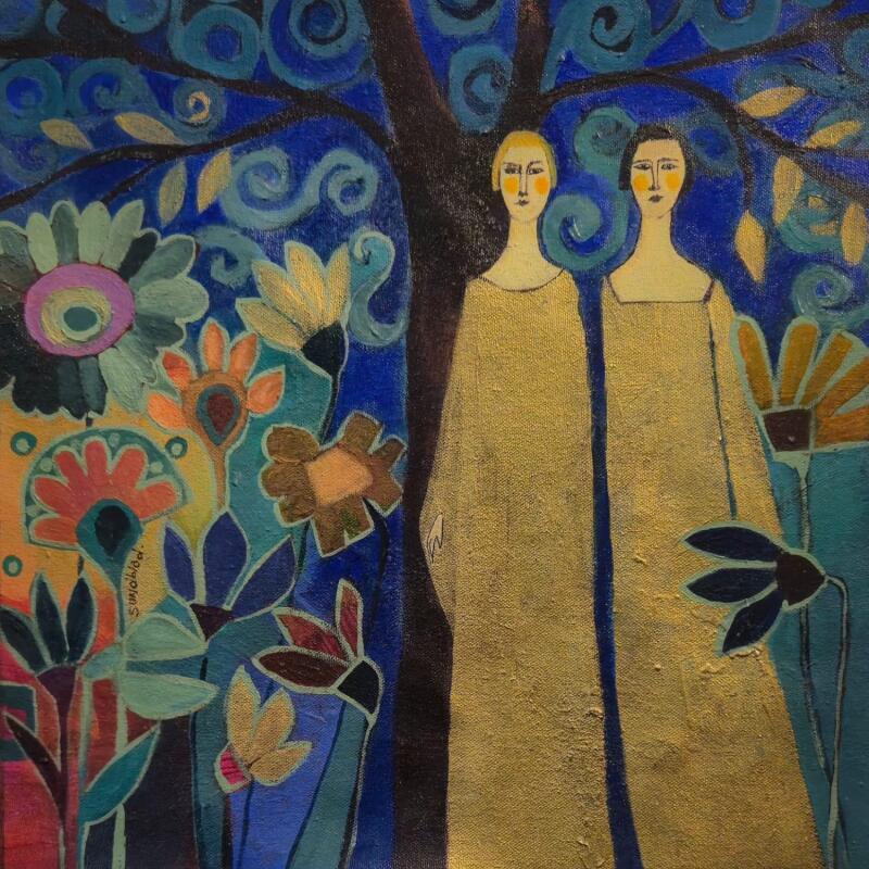 Pintura Golden ladies por Sundblad Silvina | Pintura Figurativo Acrílico Pastel