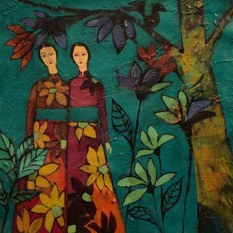 Gemälde Emerald von Sundblad Silvina | Gemälde Figurativ Acryl Pastell