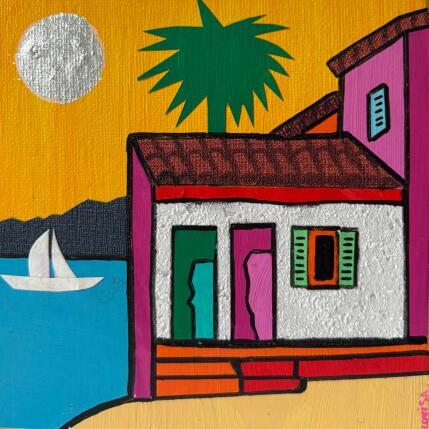 Painting Cabane by Lovisa | Painting Pop-art Acrylic, Gluing Landscapes