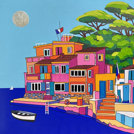 Gemälde .Méjean  von Lovisa | Gemälde Pop-Art Acryl, Collage Natur
