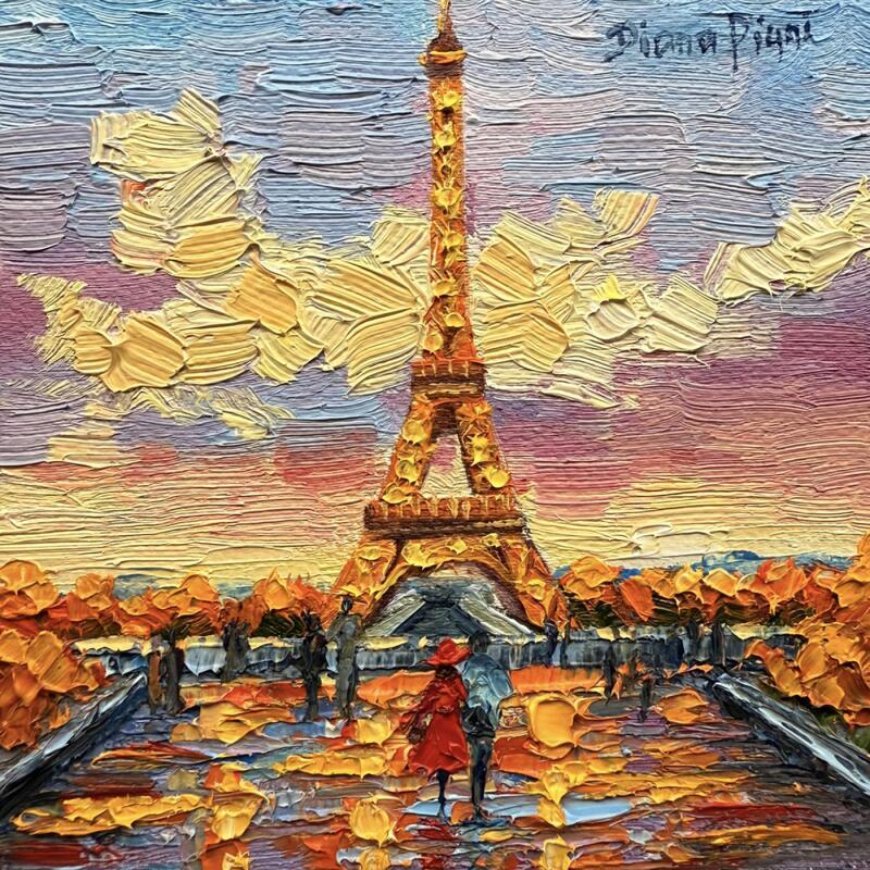 Peinture Paris Sunset par Pigni Diana | Tableau Figuratif Huile