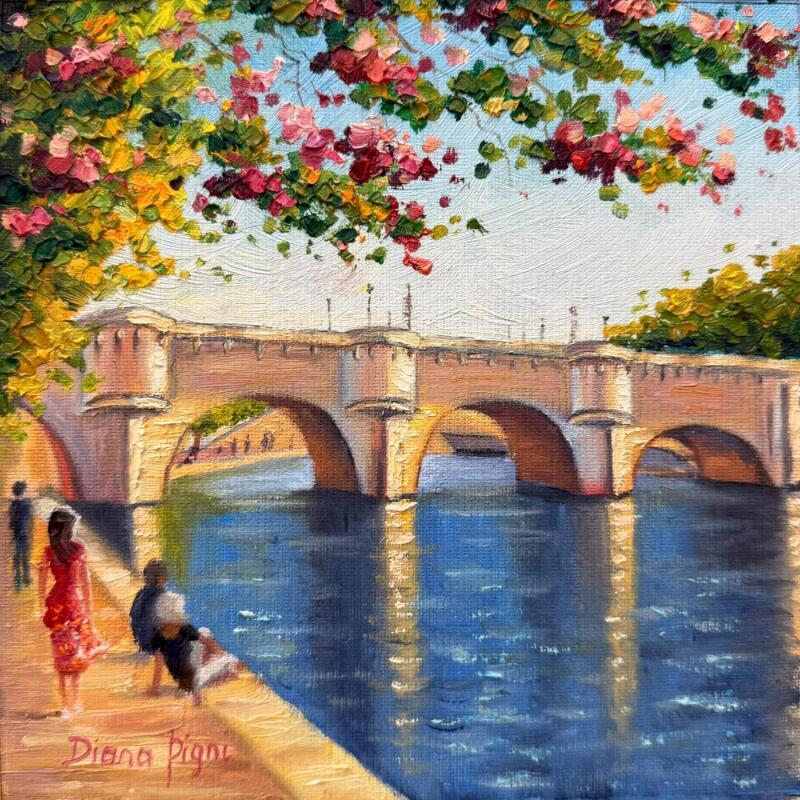Painting Pont Neuf in Spring by Pigni Diana | Painting Figurative Oil