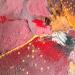Painting Rouge passion by Dupetitpré Roselyne | Painting Abstract Minimalist Acrylic