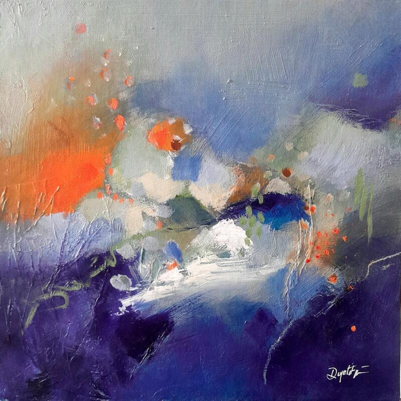 Peinture L'eau fugitive par Dupetitpré Roselyne | Tableau Abstrait Minimaliste Acrylique