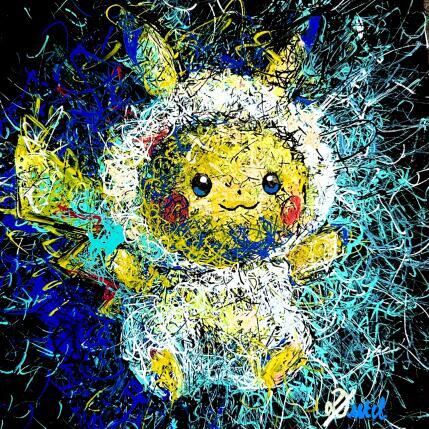 Peinture Instinct Pokemon (Pikachu No.25#2) par Pauline Dutel | Tableau Pop-art Posca Icones Pop