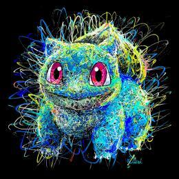 Pintura Instinct Pokemon (Bulbizarre Nº 0002) por Pauline Dutel | Pintura Pop art Posca Iconos pop