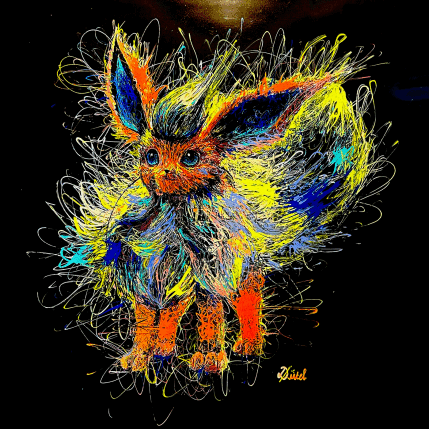 Painting Instinct Pokemon (Évoli No.25#3) by Pauline Dutel | Painting