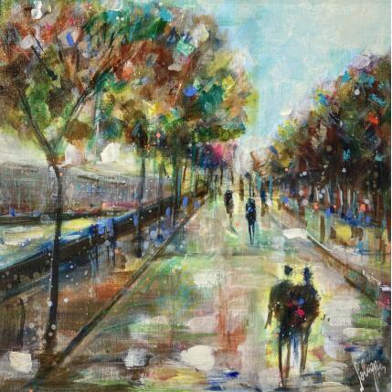 Peinture Promenade parisienne par Solveiga | Tableau Acrylique