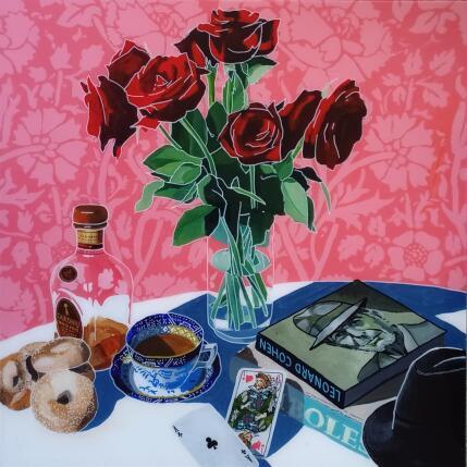 Painting Roses, nuit rosée  by Auriol Philippe | Painting Figurative Acrylic, Plexiglass, Posca Still-life