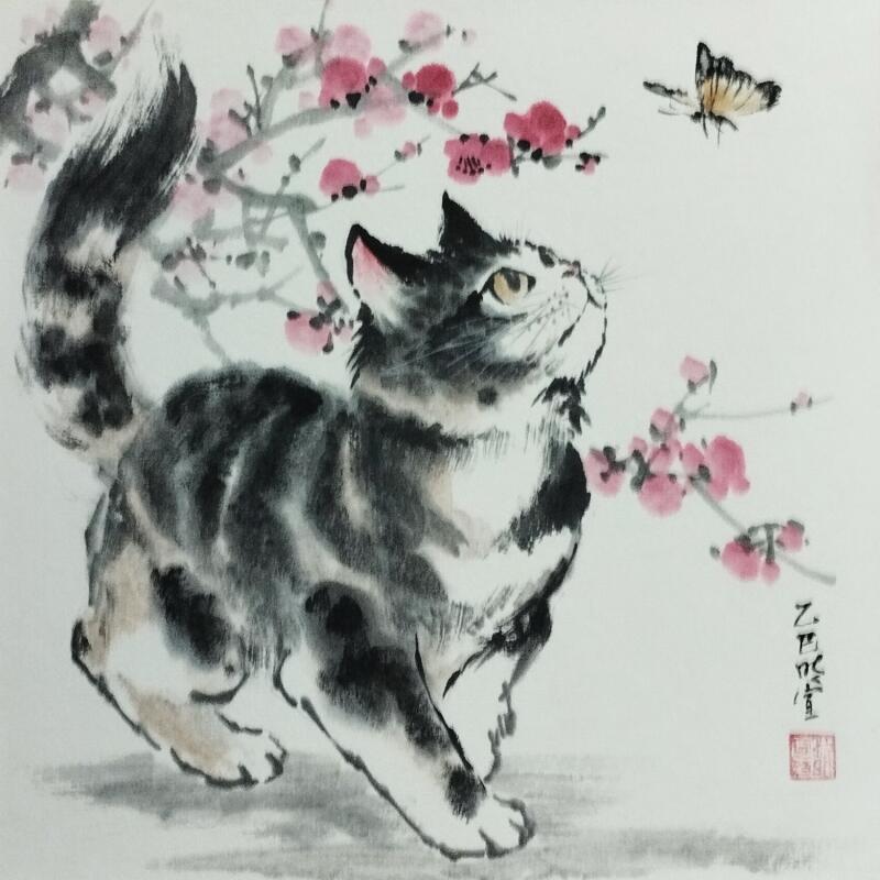Painting The joys of the garden by Du Mingxuan | Painting Figurative Animals Watercolor Ink