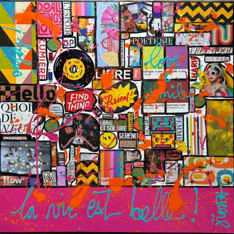 Painting La vie est belle ! by Costa Sophie | Painting Pop-art Acrylic Gluing Upcycling