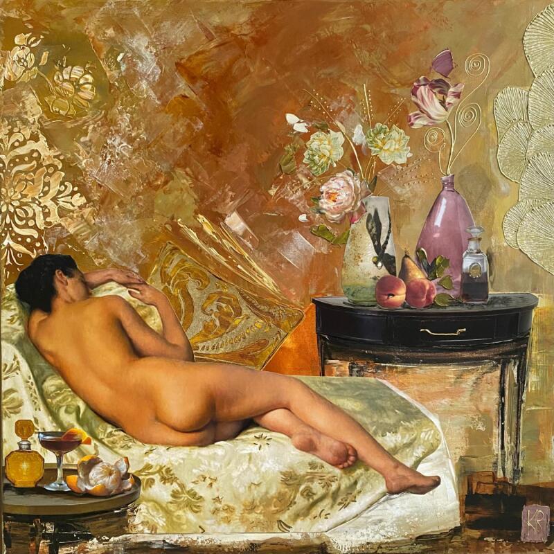 Peinture Suzanna  par Romanelli Karine | Tableau Figuratif Scènes de vie Nu Acrylique Collage