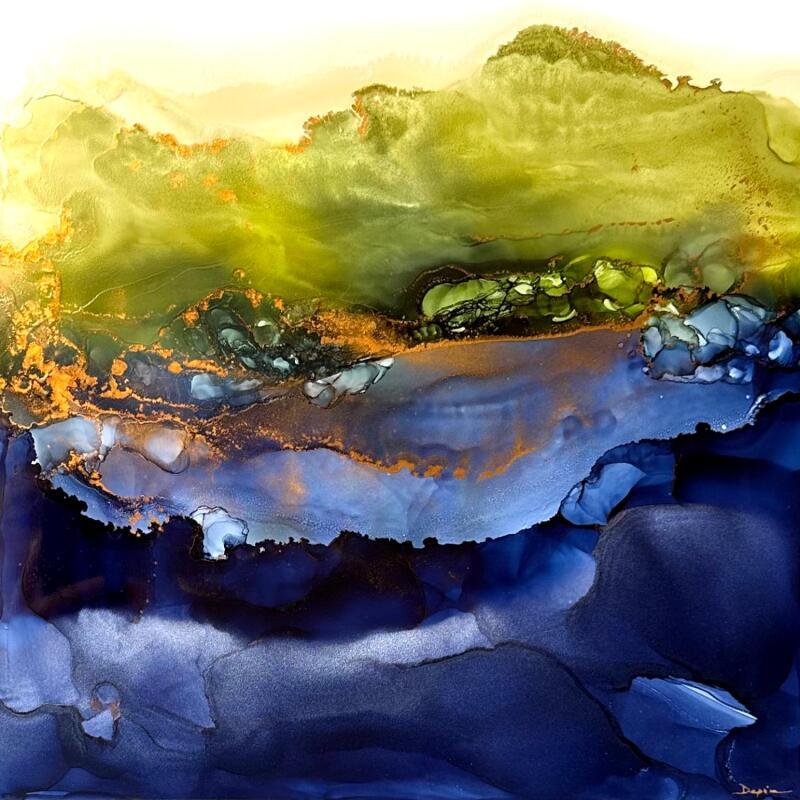 Peinture 2829 Colibri par Depaire Silvia | Tableau Abstrait Nature Minimaliste Acrylique