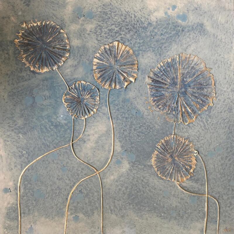 Pintura Fleurs entrelacées por Trébucq Marion  | Pintura Figurativo Naturaleza Madera Acrílico Pigmentos