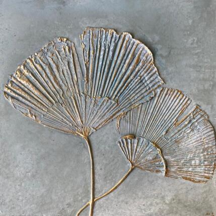 Painting Grandes feuilles de ginkgo by Trébucq Marion  | Painting Figurative Acrylic, Pigments, Wood Nature