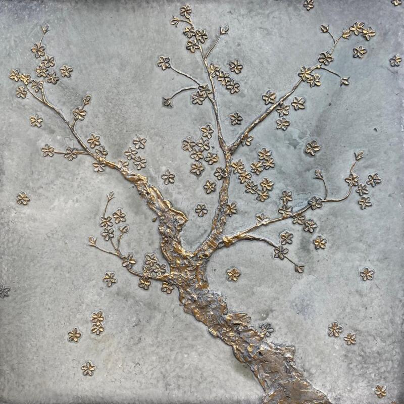 Painting Cerisier en fleurs by Trébucq Marion  | Painting Figurative Nature Wood Acrylic Pigments