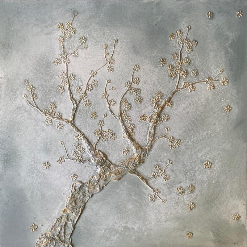 Painting Cerisier en fleurs by Trébucq Marion  | Painting Figurative Nature Wood Acrylic Pigments