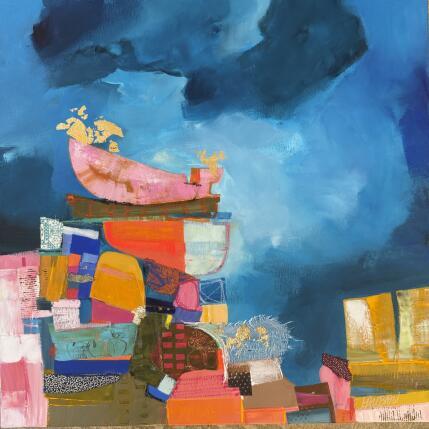 Peinture Prouesse par Lau Blou | Tableau Abstrait Acrylique, Carton, Collage, Feuille d'or, Pastel