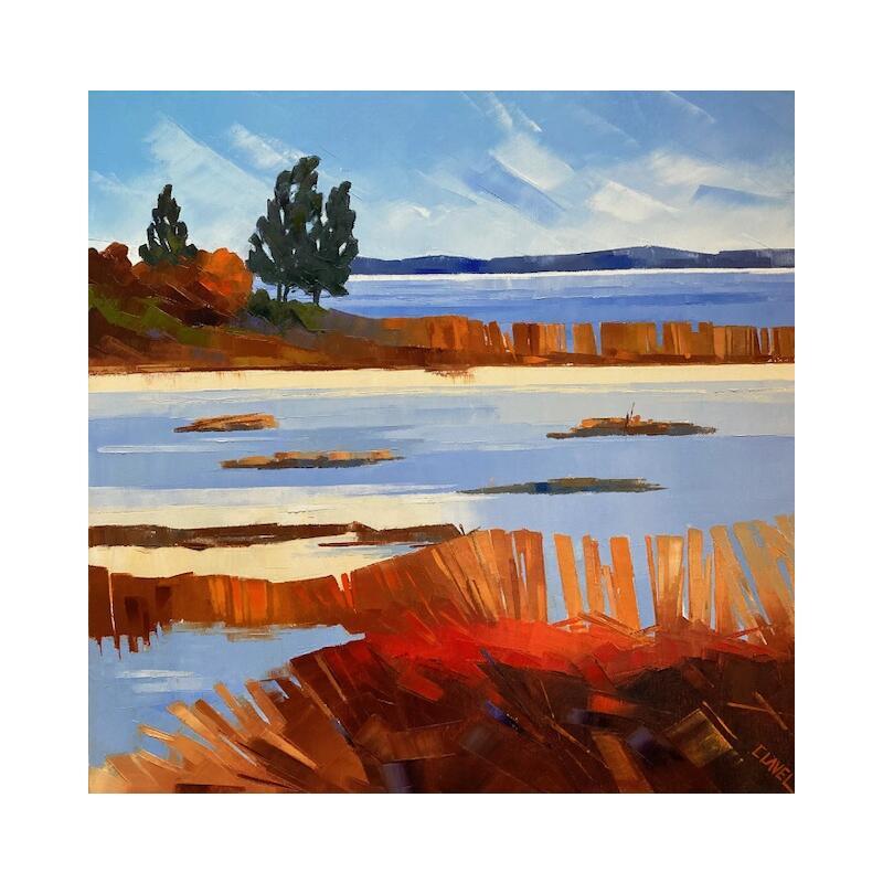 Painting Lagune sauvage by Clavel Pier-Marion | Painting Impressionism Landscapes Wood Oil