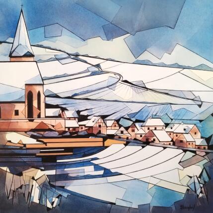 Gemälde Neige en Alsace von Langlois Jean-Luc | Gemälde Figurativ Aquarell Landschaften