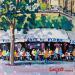 Gemälde TERRASSE ANIMEE BOULEVARD SAINT GERMAIN von Euger | Gemälde Figurativ Landschaften Urban Alltagsszenen Acryl