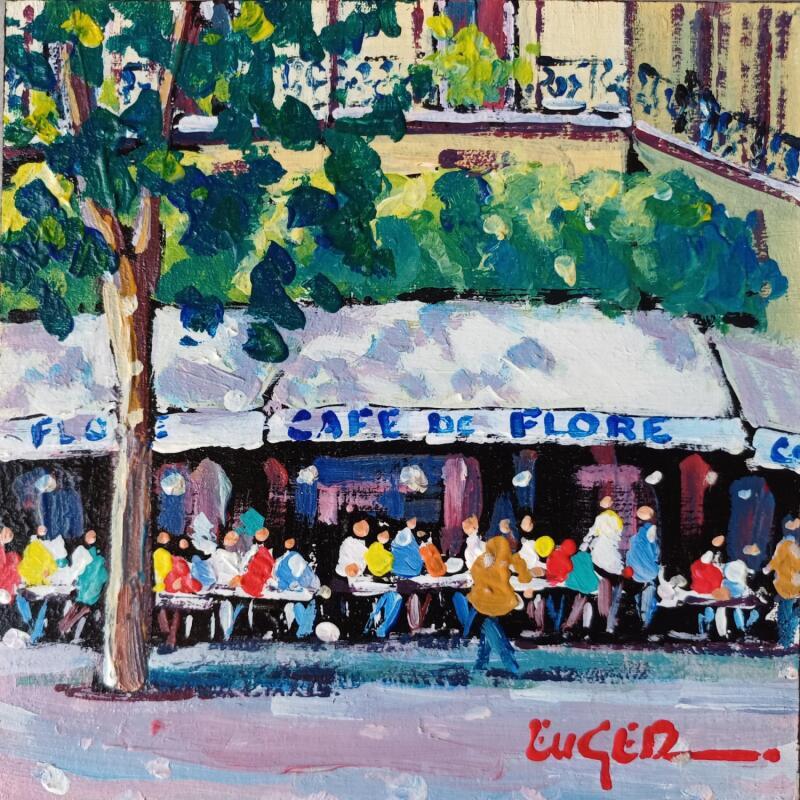 Gemälde TERRASSE ANIMEE BOULEVARD SAINT GERMAIN von Euger | Gemälde Figurativ Landschaften Urban Alltagsszenen Acryl