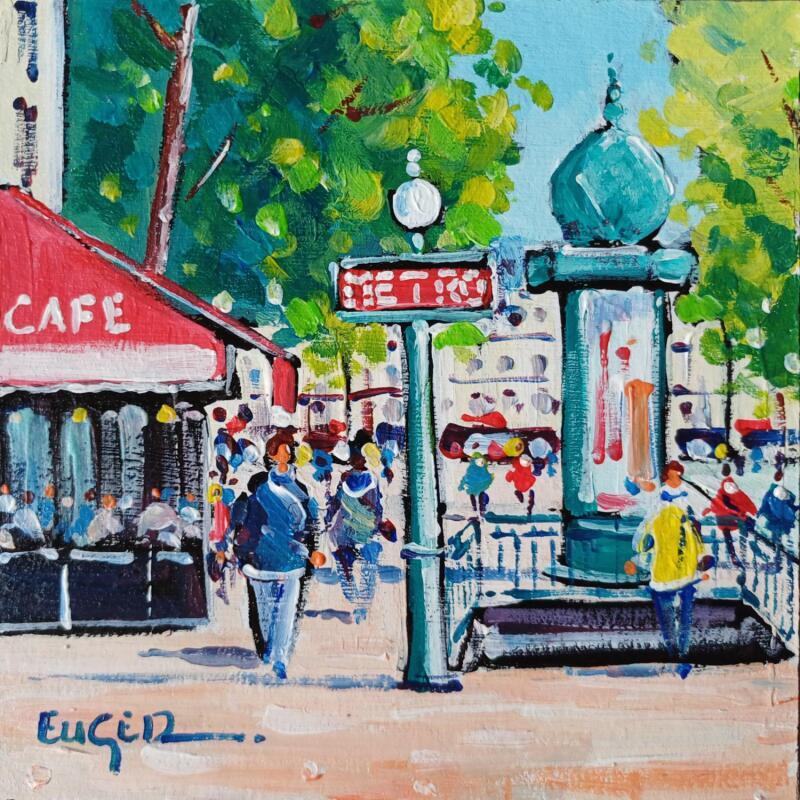 Gemälde METRO BOULEVARD SAINT GERMAIN A PARIS von Euger | Gemälde Figurativ Gesellschaft Urban Architektur Acryl