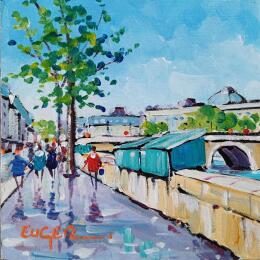 Peinture LES QUAIS DE SEINE A PARIS par Euger | Tableau