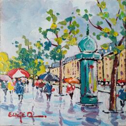 Peinture PLUIE AUX CHAMPS ELYSEES par Euger | Tableau