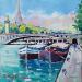 Painting PENICHES A QUAI RIVE DROITE A PARIS by Euger | Painting Figurative Landscapes Urban Marine Acrylic