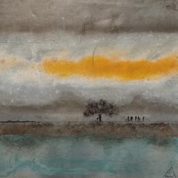 Painting Elaïa by Manconi Gil | Painting Subject matter Metal, Upcycling Landscapes