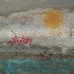 Painting Elane by Manconi Gil | Painting Subject matter Metal, Upcycling Landscapes