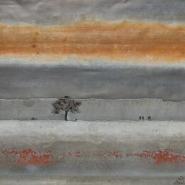 Painting Elénie by Manconi Gil | Painting Subject matter Metal, Upcycling Landscapes