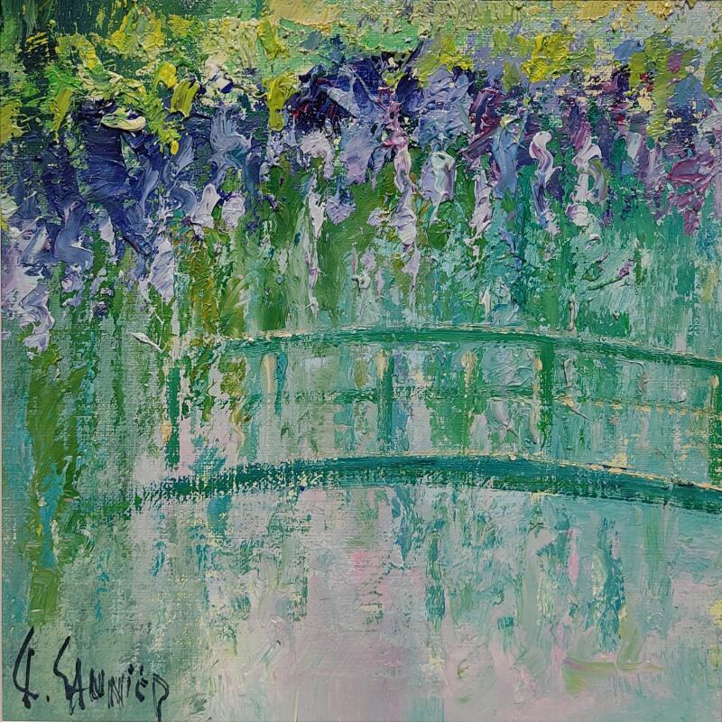 Peinture Giverny, les glycines par Sannier Daniel | Tableau Impressionnisme Paysages Huile