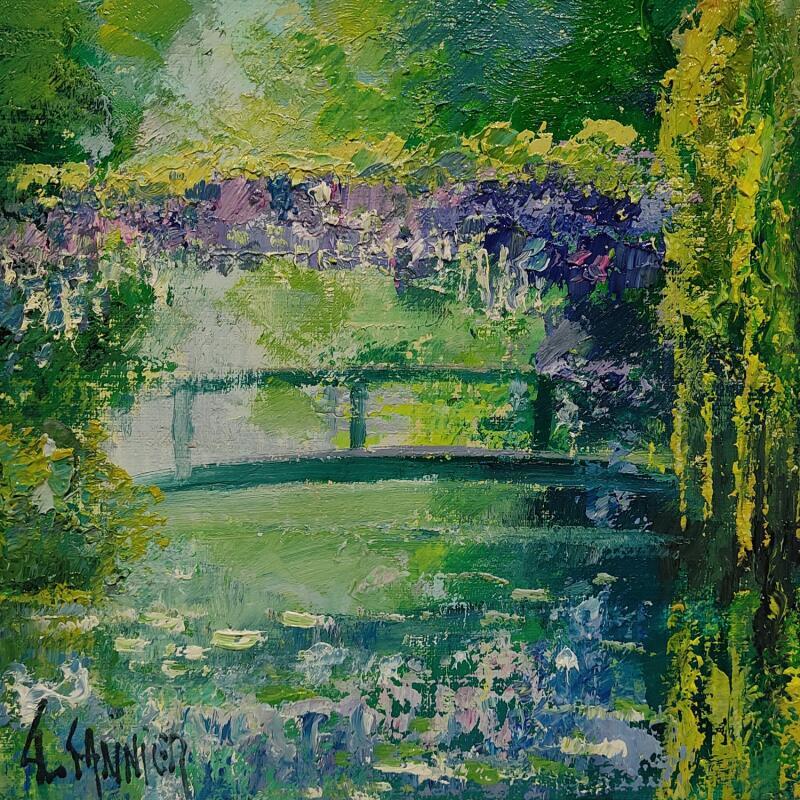 Peinture Pont japonais par Sannier Daniel | Tableau Impressionnisme Paysages Huile
