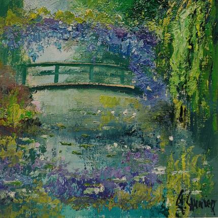 Peinture Reflet sur le pont japonais par Sannier Daniel | Tableau Impressionnisme Huile Paysages