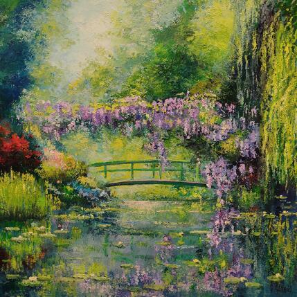 Peinture Le pont de Giverny par Sannier Daniel | Tableau Impressionnisme Huile Paysages